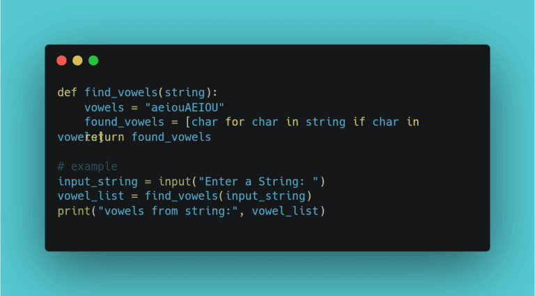 Find vowels in a string python